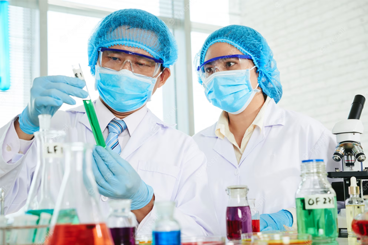 Farmacêuticos no laboratório de manipulação